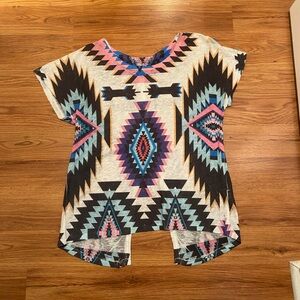 Boho Patterned Short Sleeve Top
